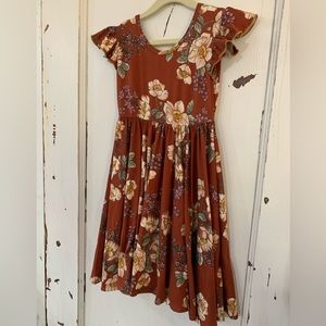 EUC DotDotSmile Size 5/6 Brown Floral Dress